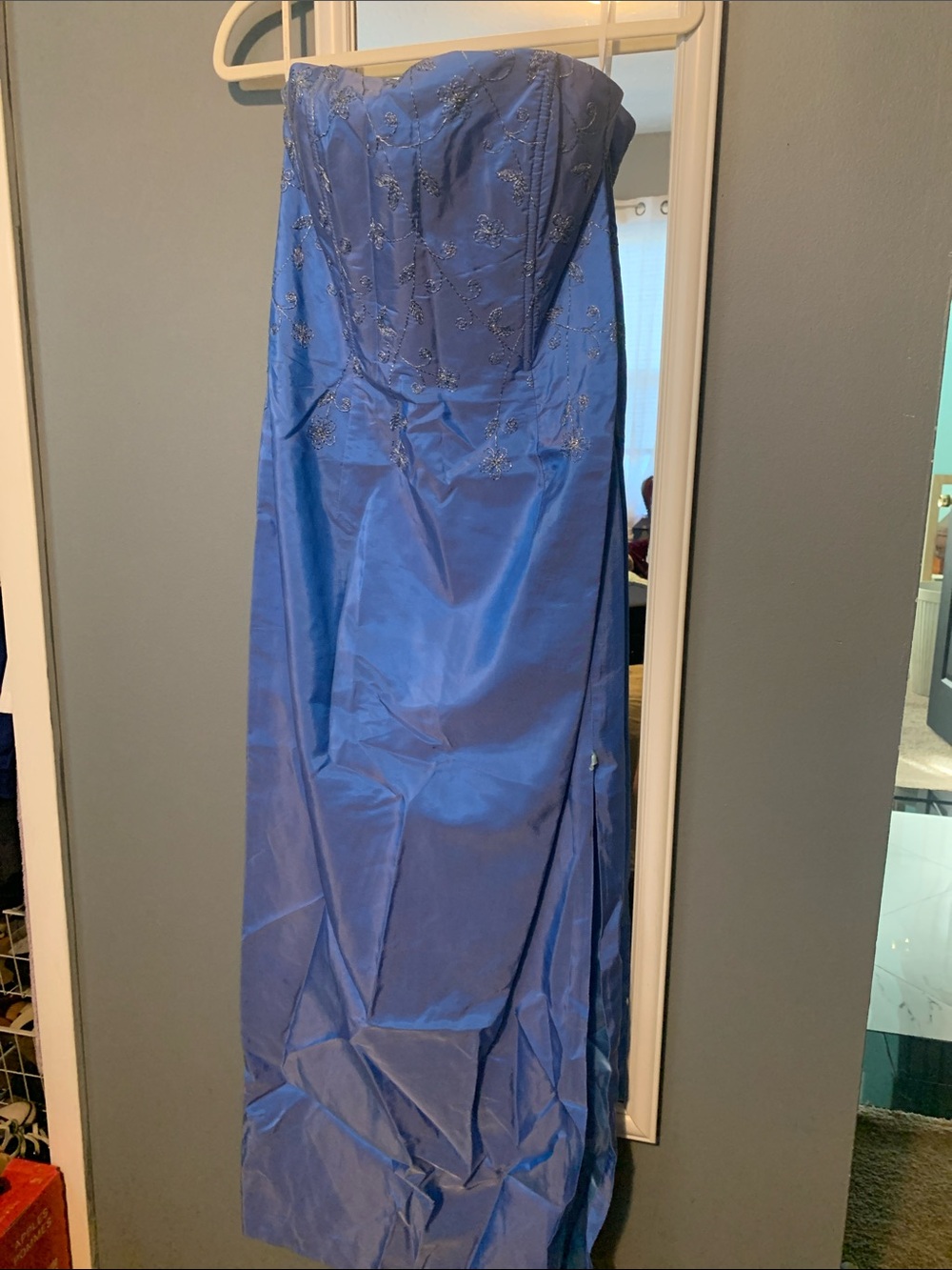 Jessica McClintock Strapless Beaded Gown in Periwinkle Blue